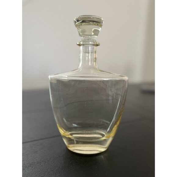 Vintage glass decanter clear with Stopper & dipped amber sides & bottom heavy - Picture 1 of 13
